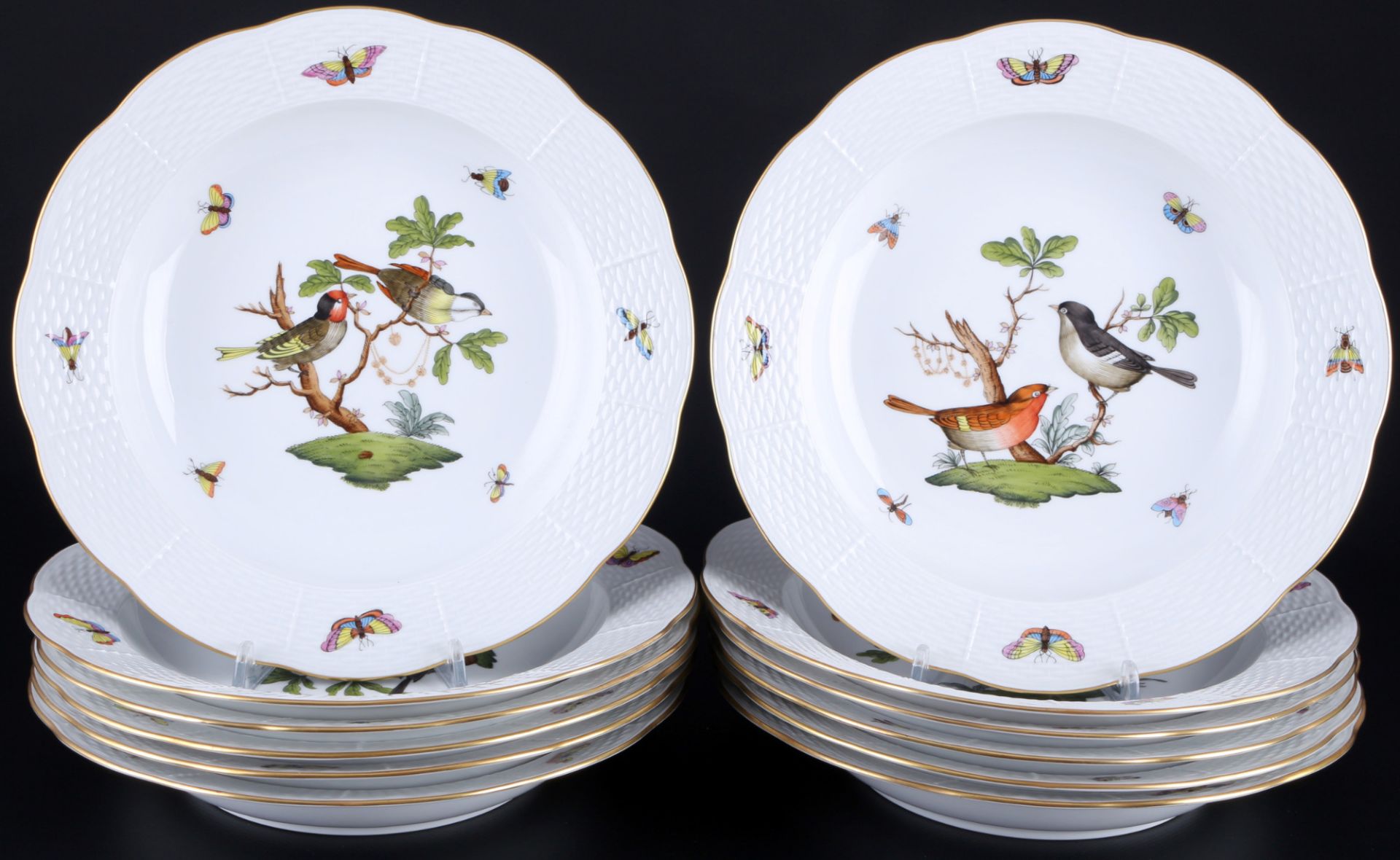 Herend Rothschild 12 Suppenteller, soup plates,