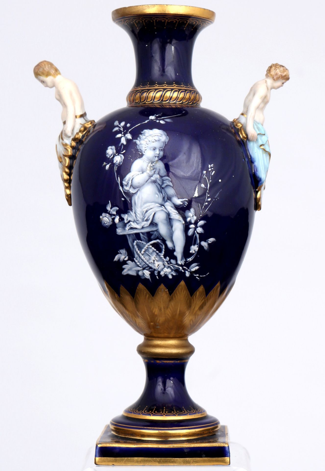 Meissen Pate-sur-Pate kobaltblau Balustervase 1.Wahl, Knaufmarke, splendor baluster vase royal blue  - Bild 3 aus 6