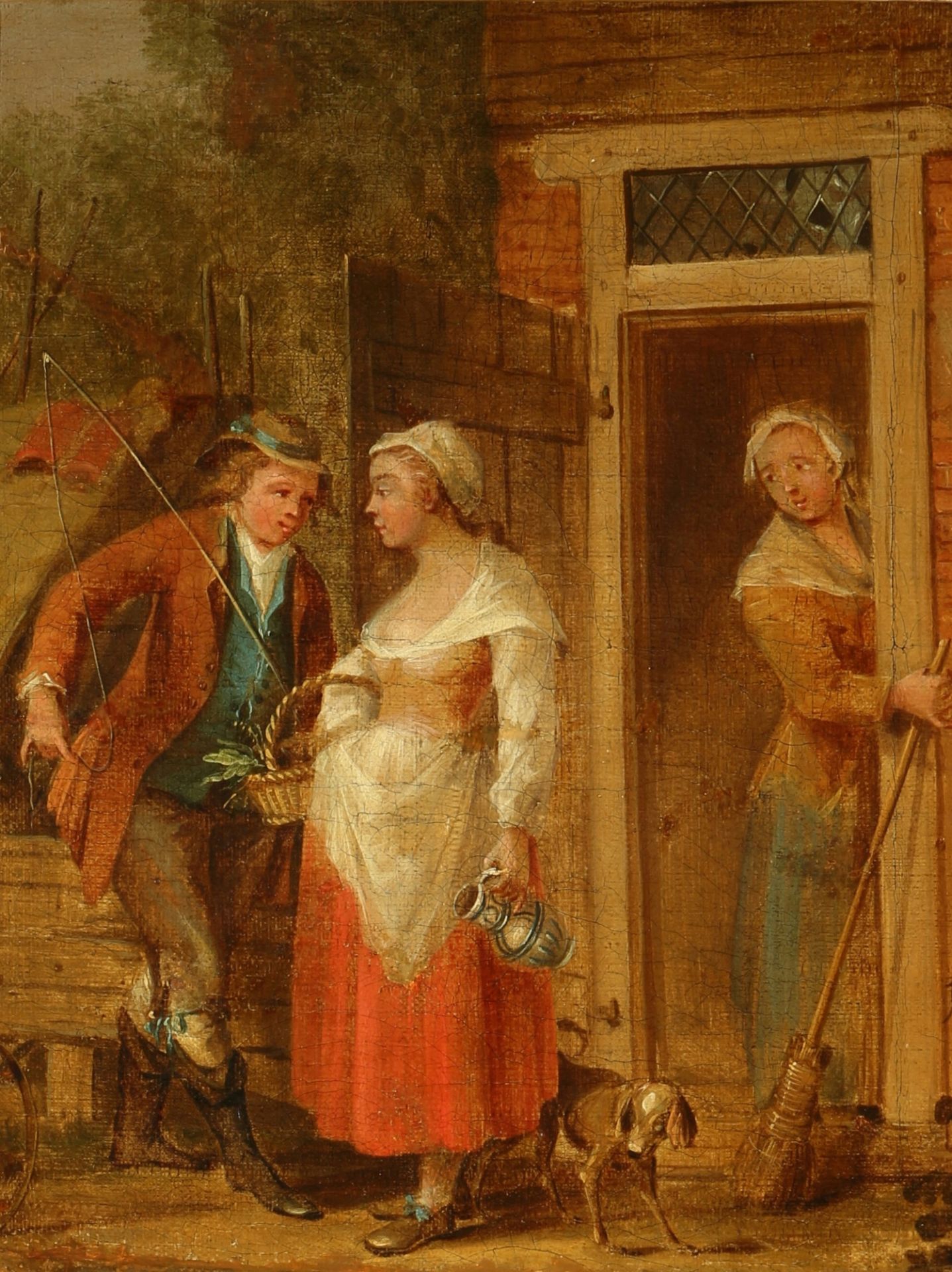 Altmeister 18. Jahrhundert Personen vor der Stube, old master 18th century people in front of the ro