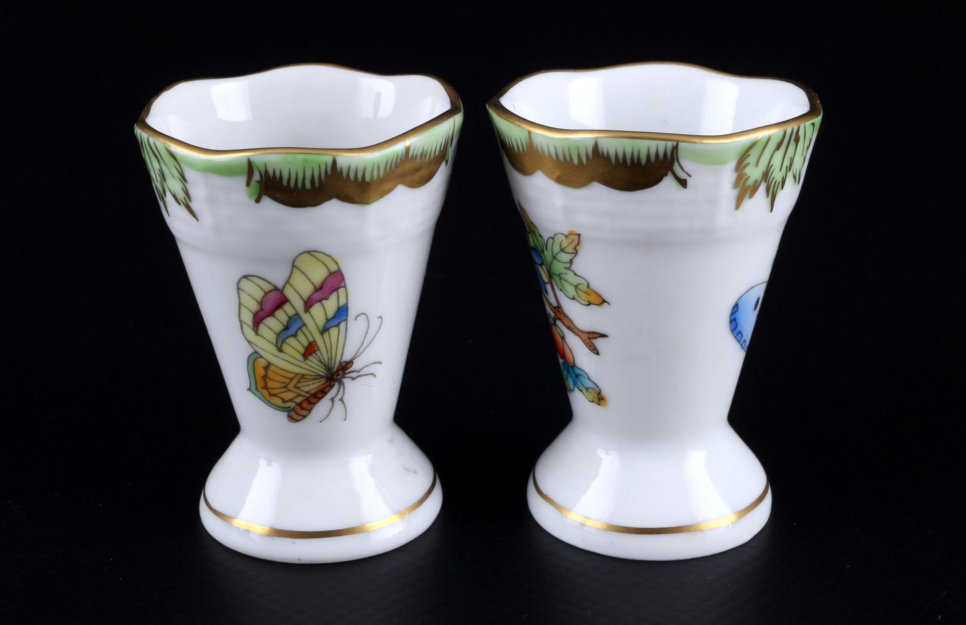 Herend Victoria / Fleur de Indes 9 Schnapsbecher mit Vase und Durchbruchteller, liqueur cups with v - Bild 4 aus 5