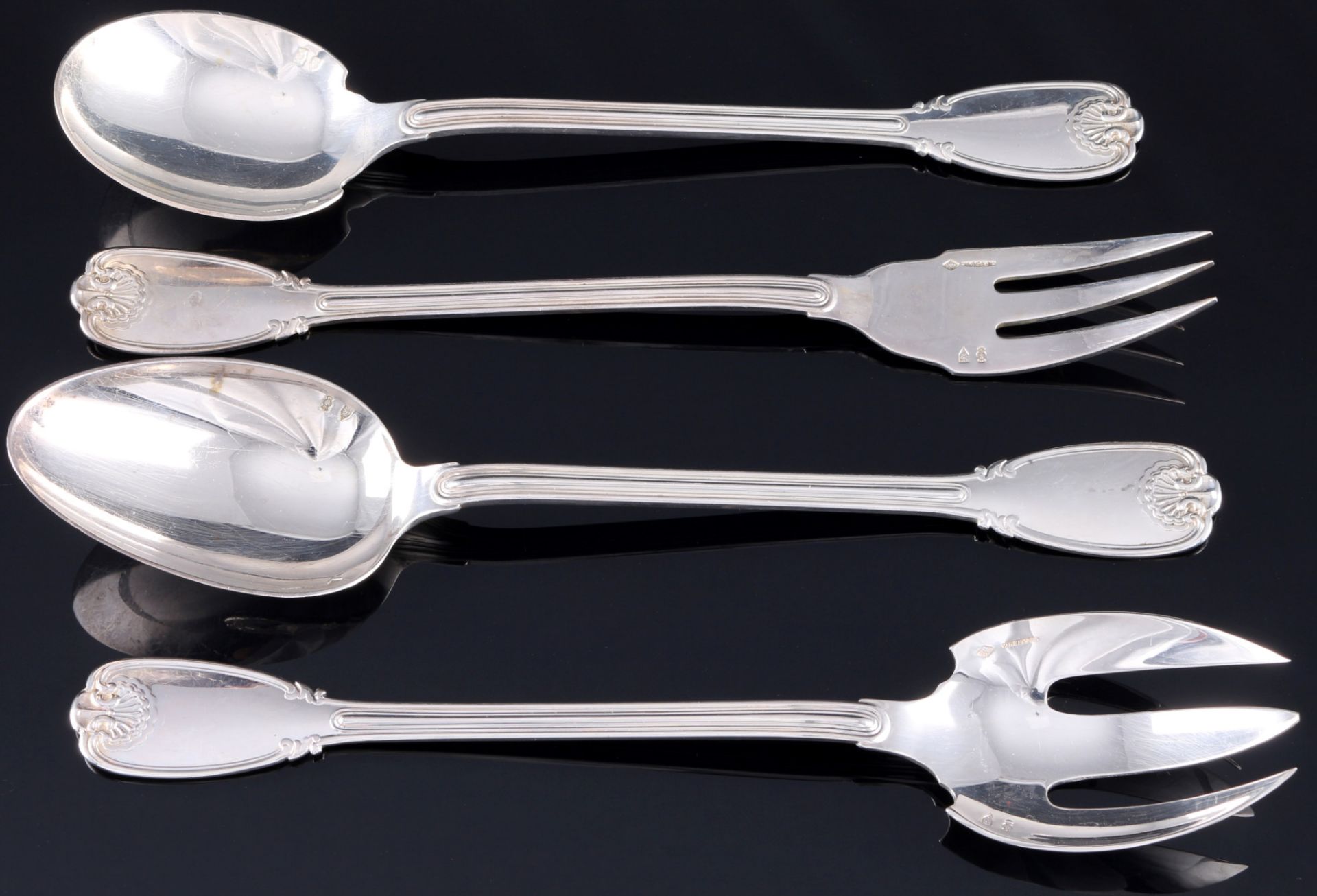 Christofle Cardeilhac Sceaux 925 sterling silver cutlery 143 pieces for 12 pers., Silber 143-teilige - Image 12 of 20