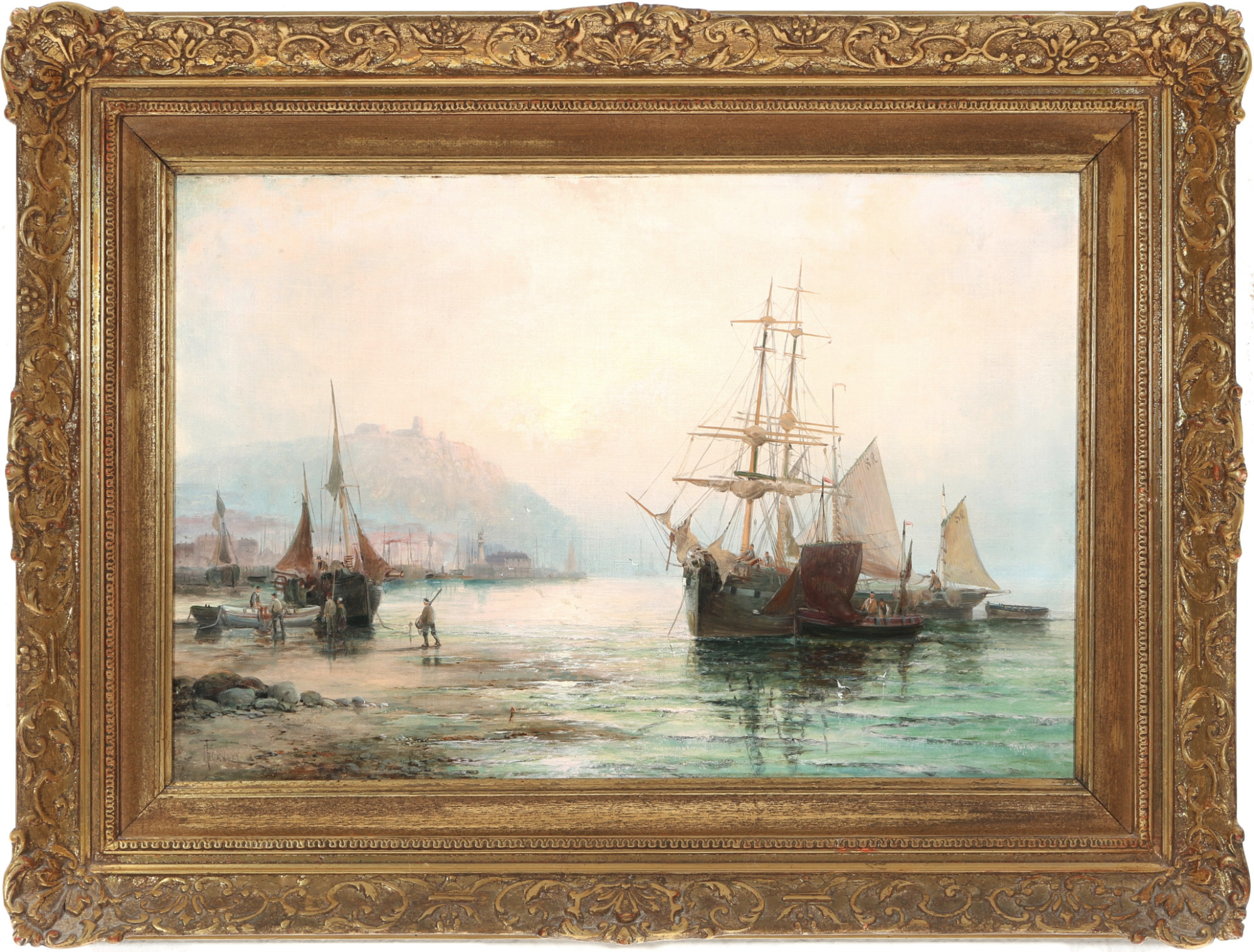 William Anslow Thornley (1858-1898) coastal scene with boats, Küstenszene mit anliegenden Booten, - Image 2 of 5