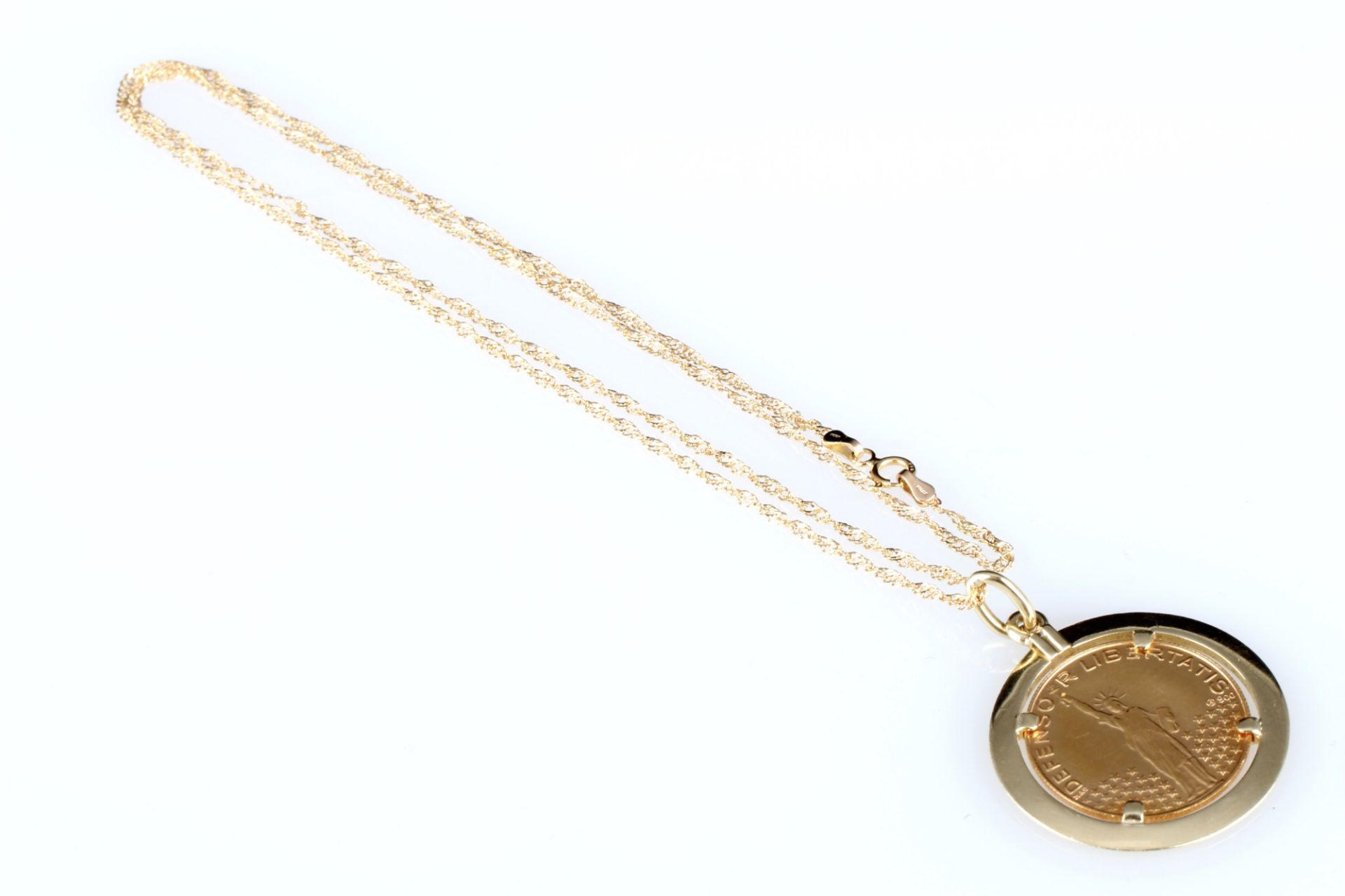 900 Gold J.F. Kennedy Medaille an 750 Gold Halskette, 21,6K gold medal on18K gold necklace, - Bild 3 aus 5