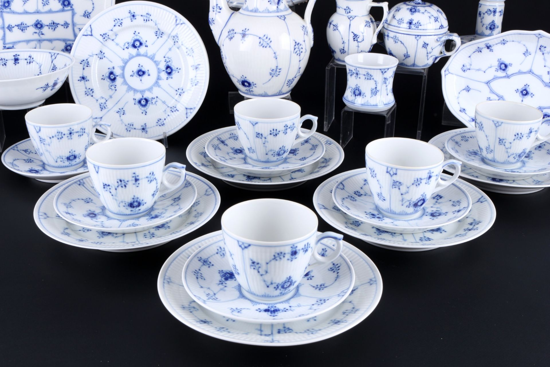 Royal Copenhagen Musselmalet Gerippt Kaffeeservice für 6 Personen, coffee service for 6 pers., - Bild 3 aus 6