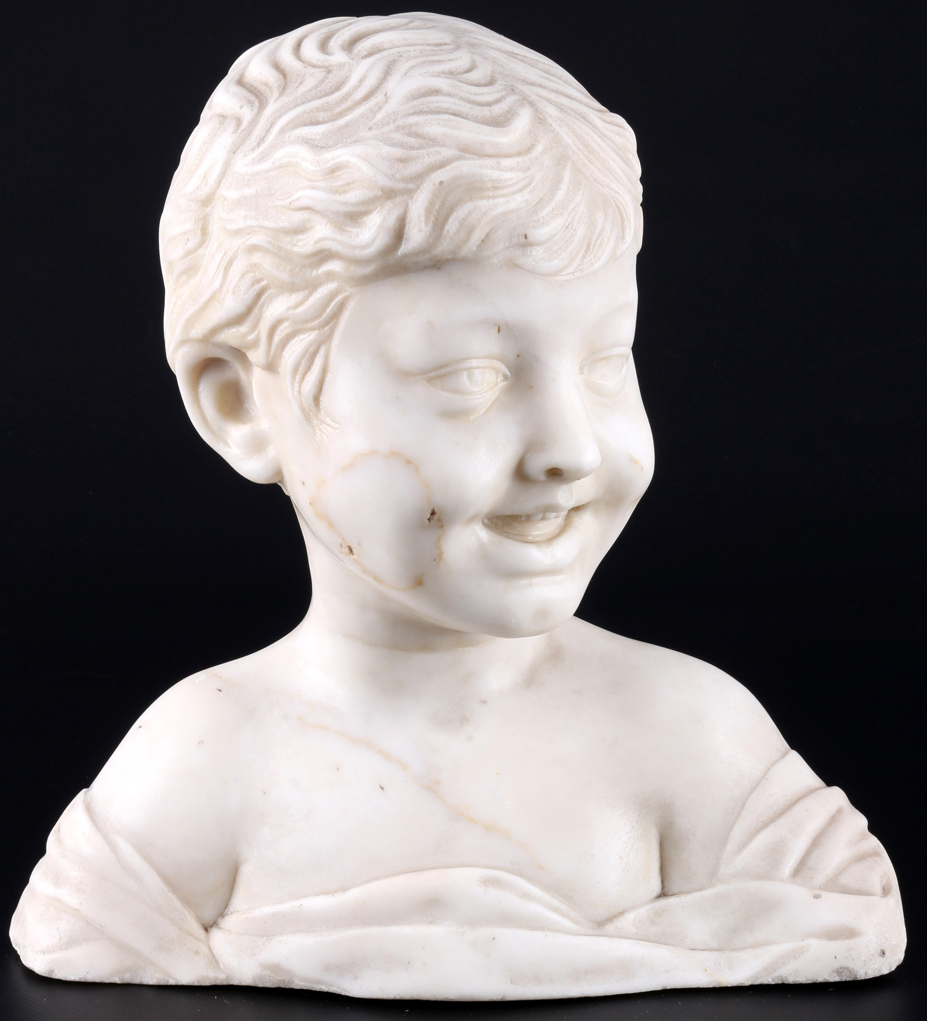 Italy marble bust of a young laughing boy, after Desiderio da Settignano, Italien Marmor Büste eines