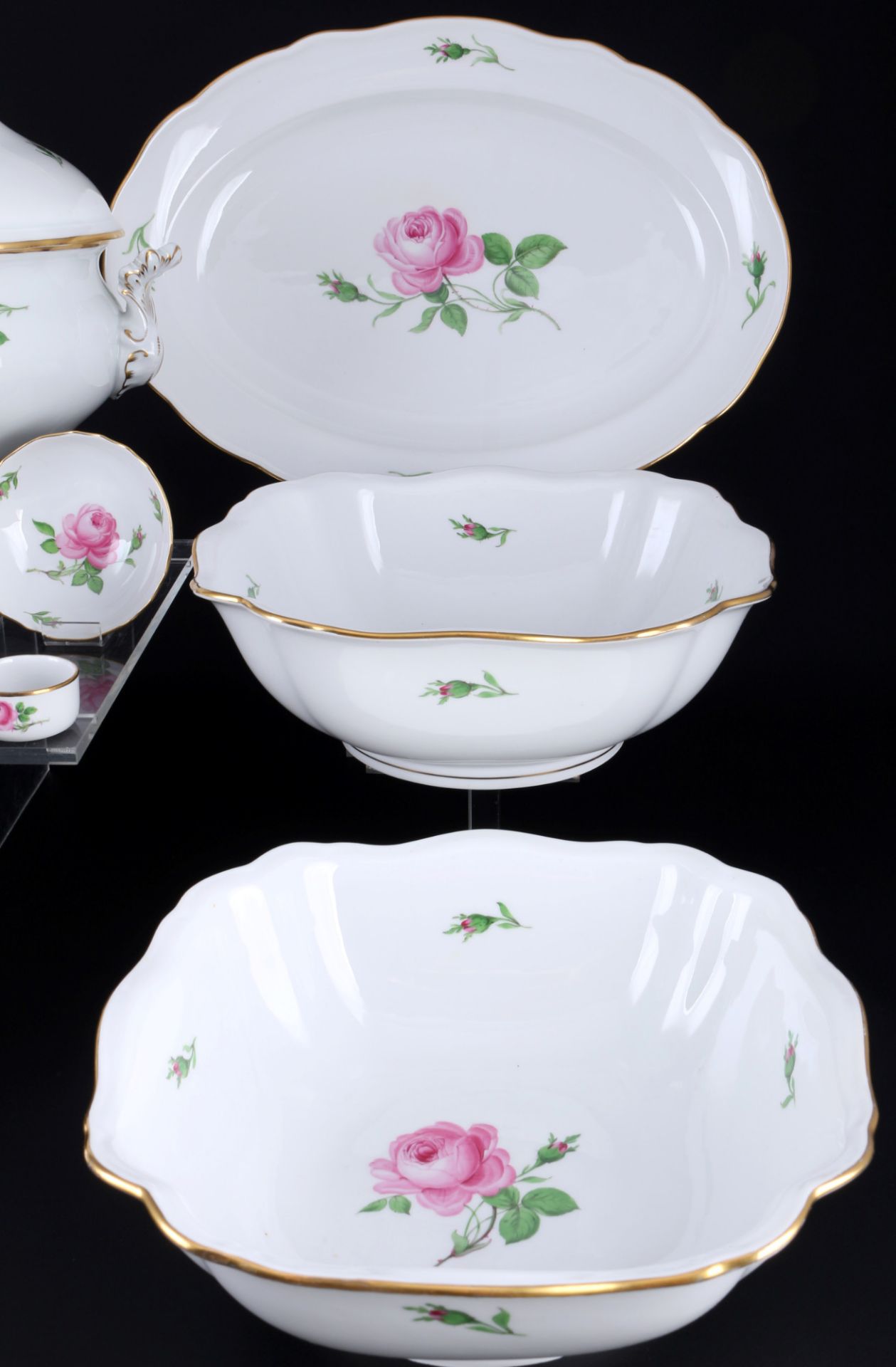 Meissen Red Rose dinner service for 6 persons, Speiseservice für 6 Personen, - Image 3 of 5