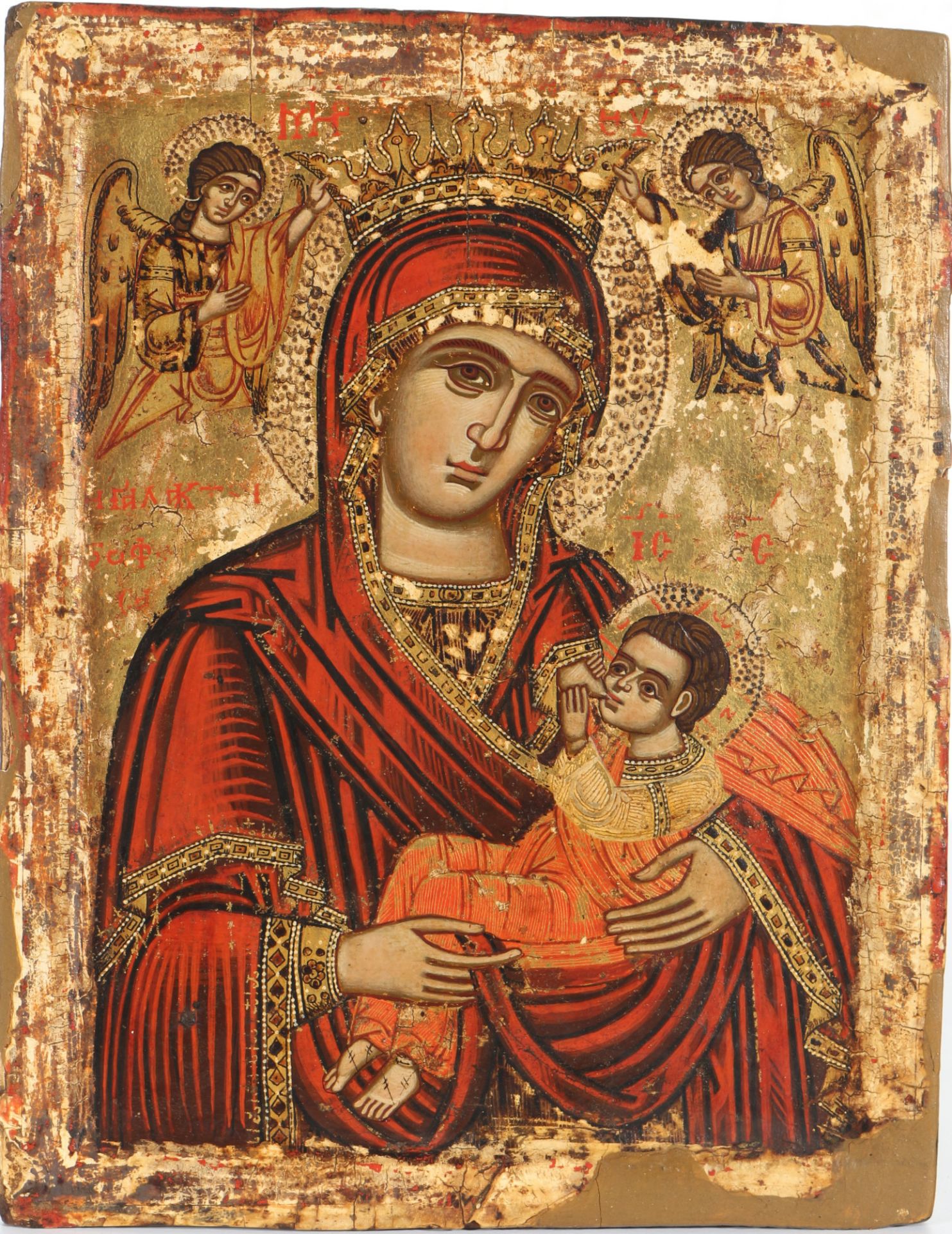 Russia icon Mother of God with Christ child 19th century, Russland Ikone Gottesmutter mit Christuski