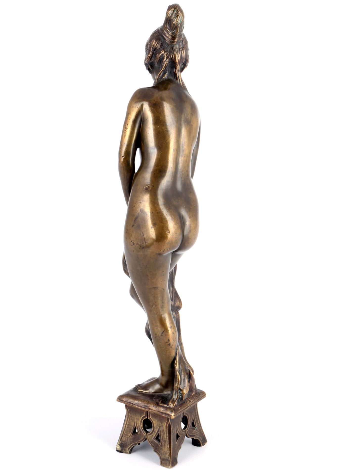 Paul Aichele (1859-1920) Bronze weiblicher Akt auf Hocker, bronze female nude act on stool, - Bild 3 aus 5