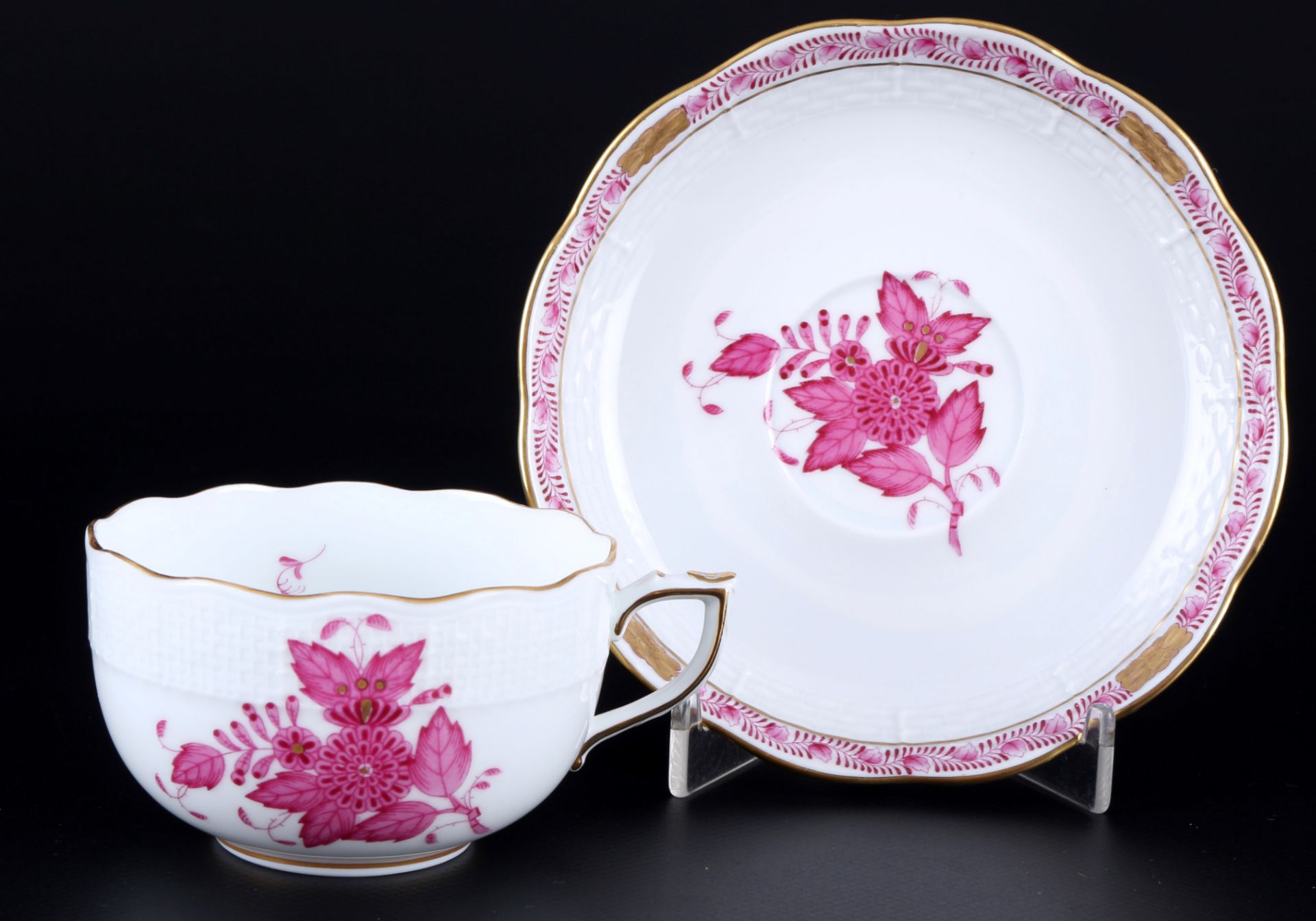 Herend Apponyi Purpur 5 Teetassen mit Milch und Zucker Menage, tea cups with milk and sugar set, - Bild 2 aus 5