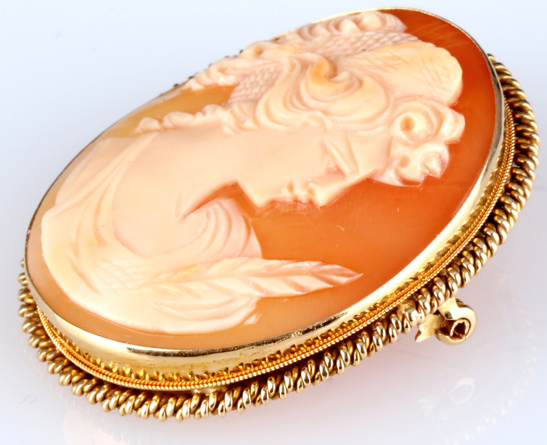 750 gold shell cameo pendant / brooch, 18K Gold Muschelkamee Anhänger / Brosche, - Image 2 of 4