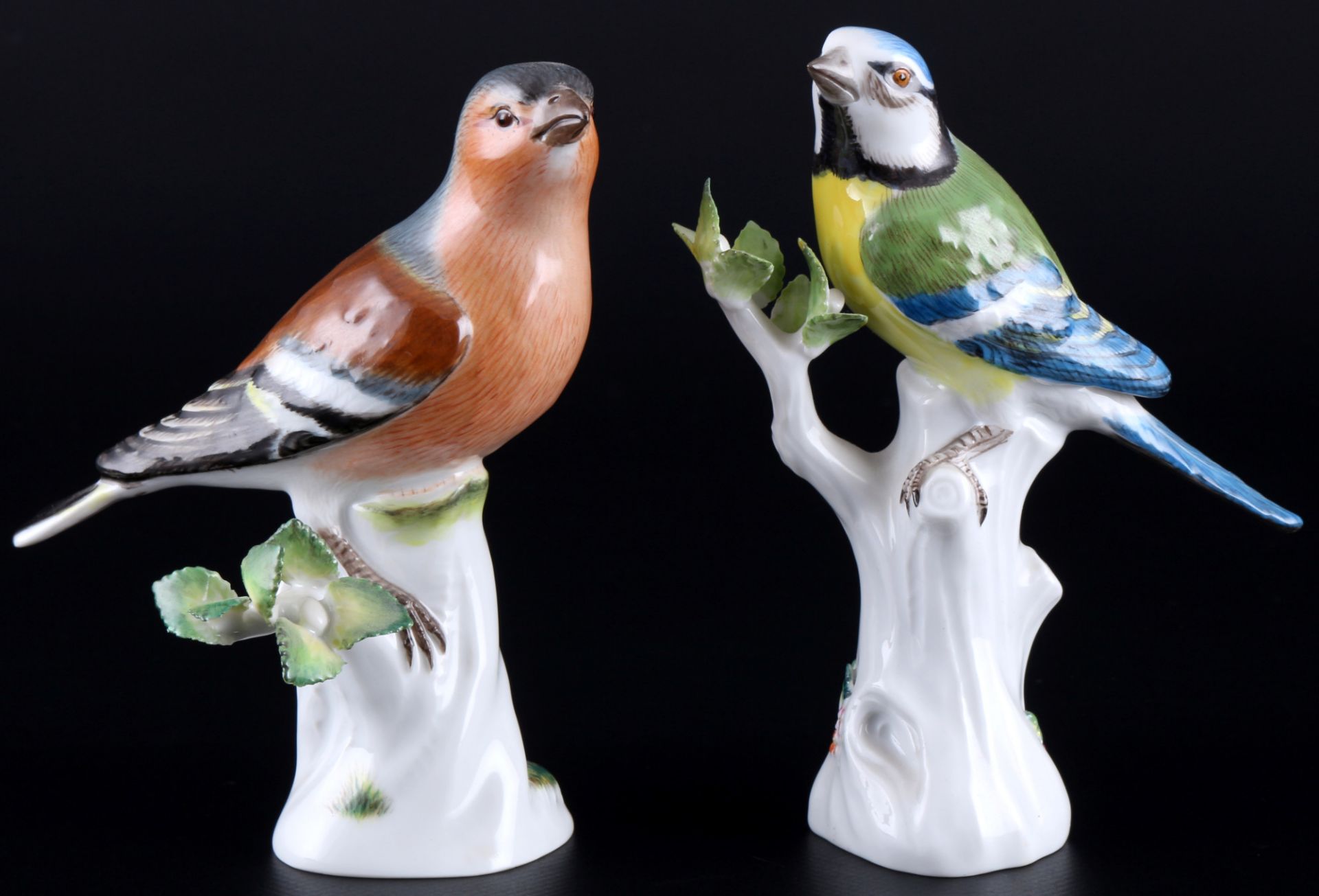 Meissen Vögel Buchfink und Blaumeise 1.Wahl, bird chaffinch and bluetit 1st choice,