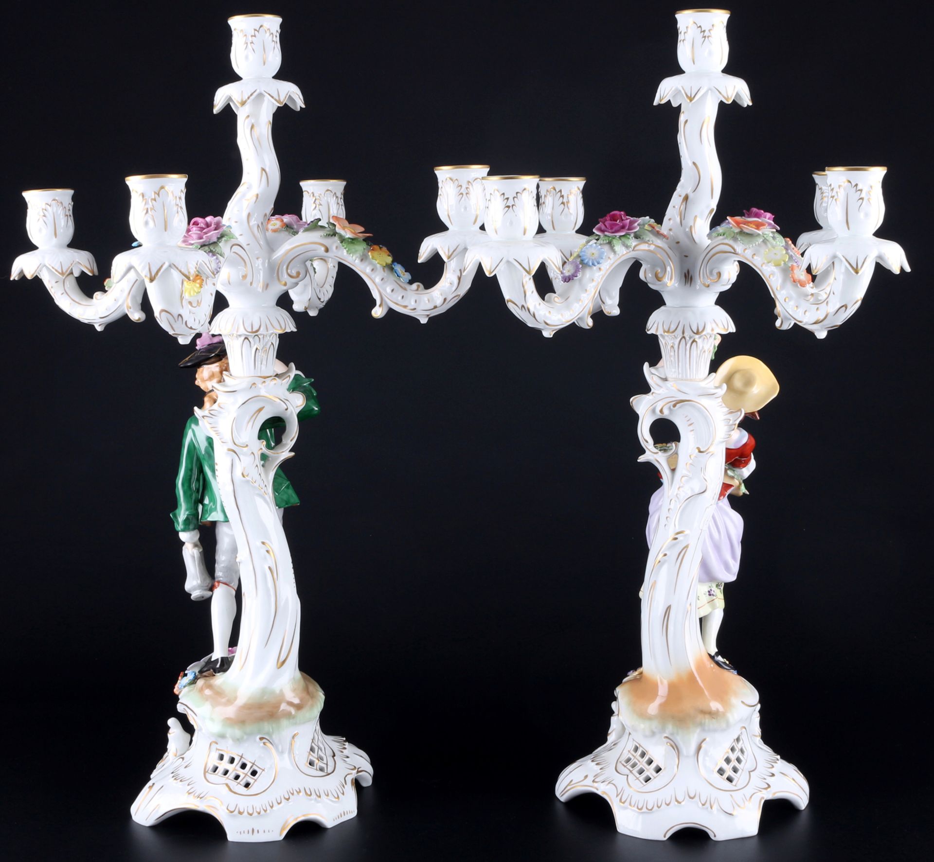 Plaue Schierholz großes Paar Figurenleuchter, 5-flammig, large figural candelabras, - Bild 4 aus 9
