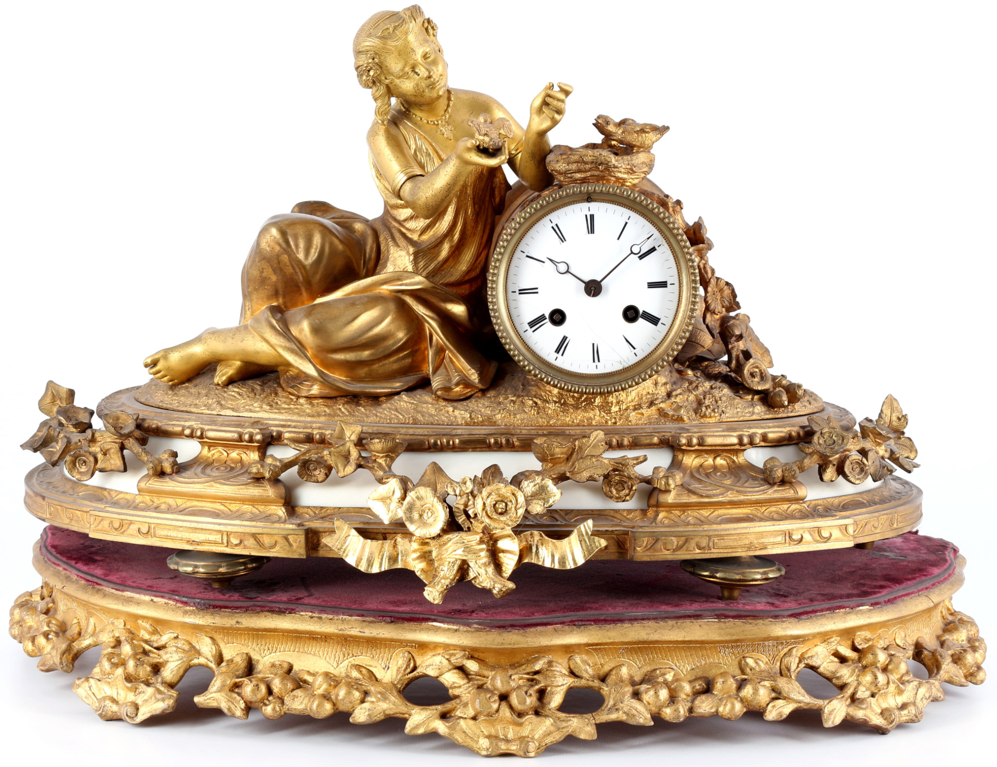 French bronze mantel clock 19th century, Kaminuhr Frankreich 19. Jahrhundert,
