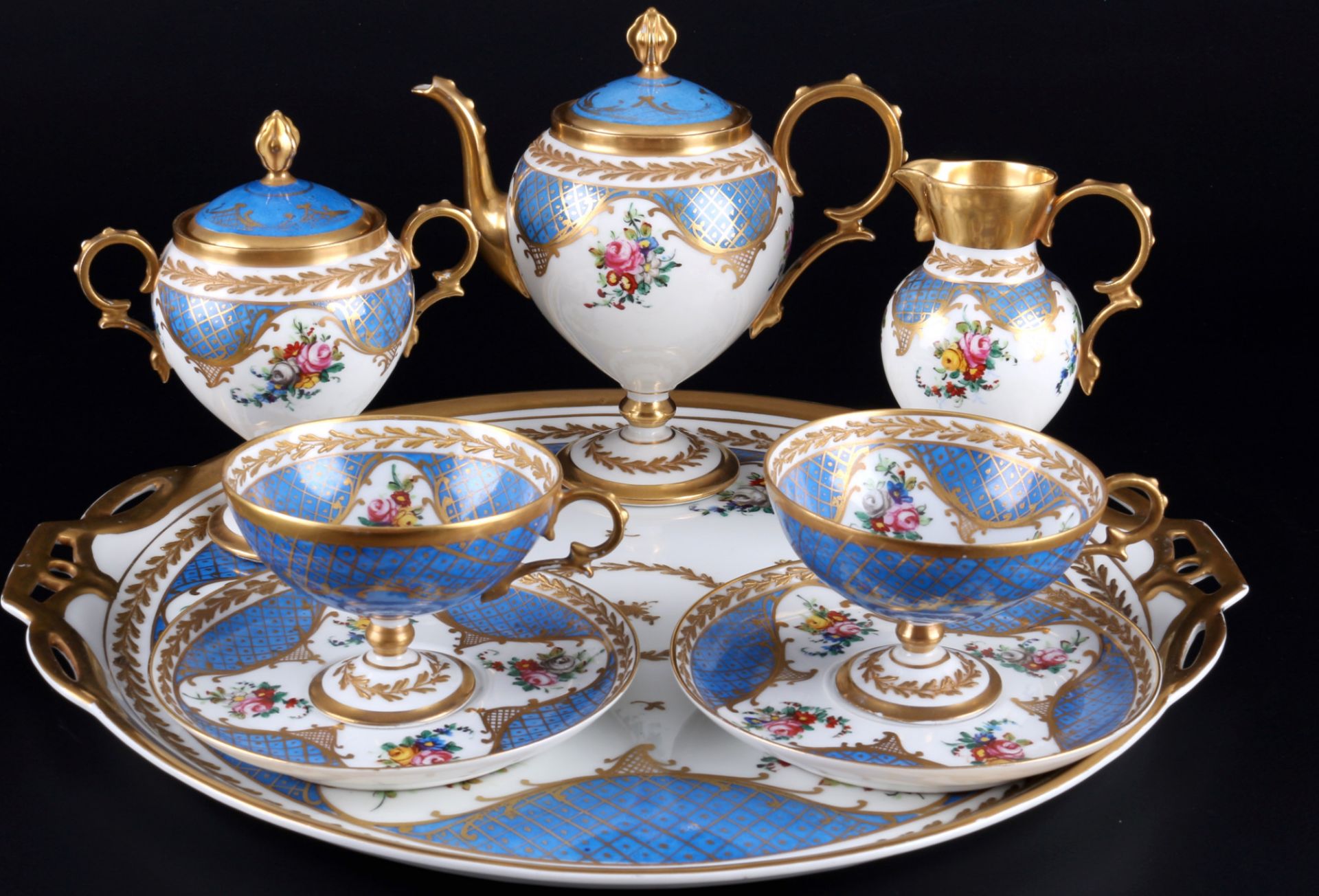 Sevres Flower Bouquet Dejeuner, Kaffee- Teeservice für 2 Personen,