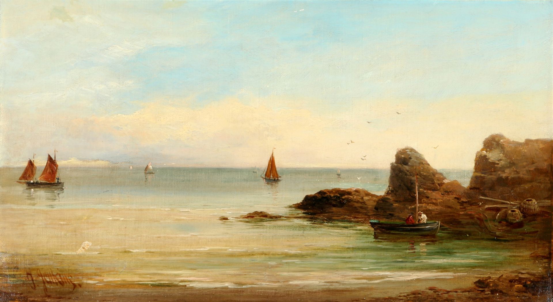 Joseph John Jenkins (1811-1885) sea view with sailboats, Seeblick mit Segelbooten,