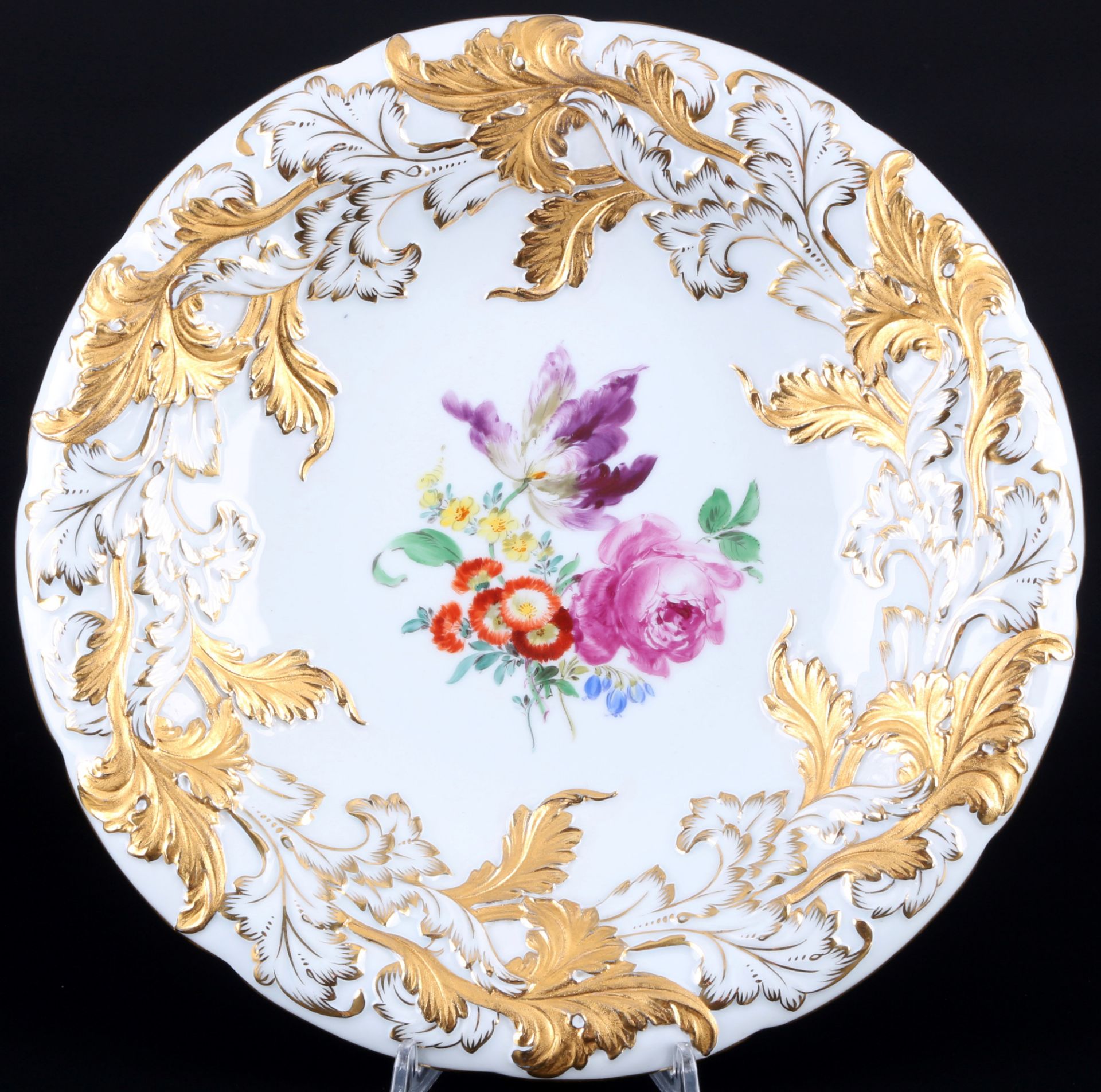 Meissen Blumenbukett große Prunkschale 1.Wahl, Pfeifferzeit, large splendor bowl 1st choice,