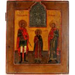 Russland Staurothek Ikone 3 Heilige und Gottesmutter aller Leidenden 19. Jahrhundert, russian stauro