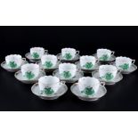 Herend Apponyi Vert 12 Mokkatassen, mocha coffee cups with saucers,
