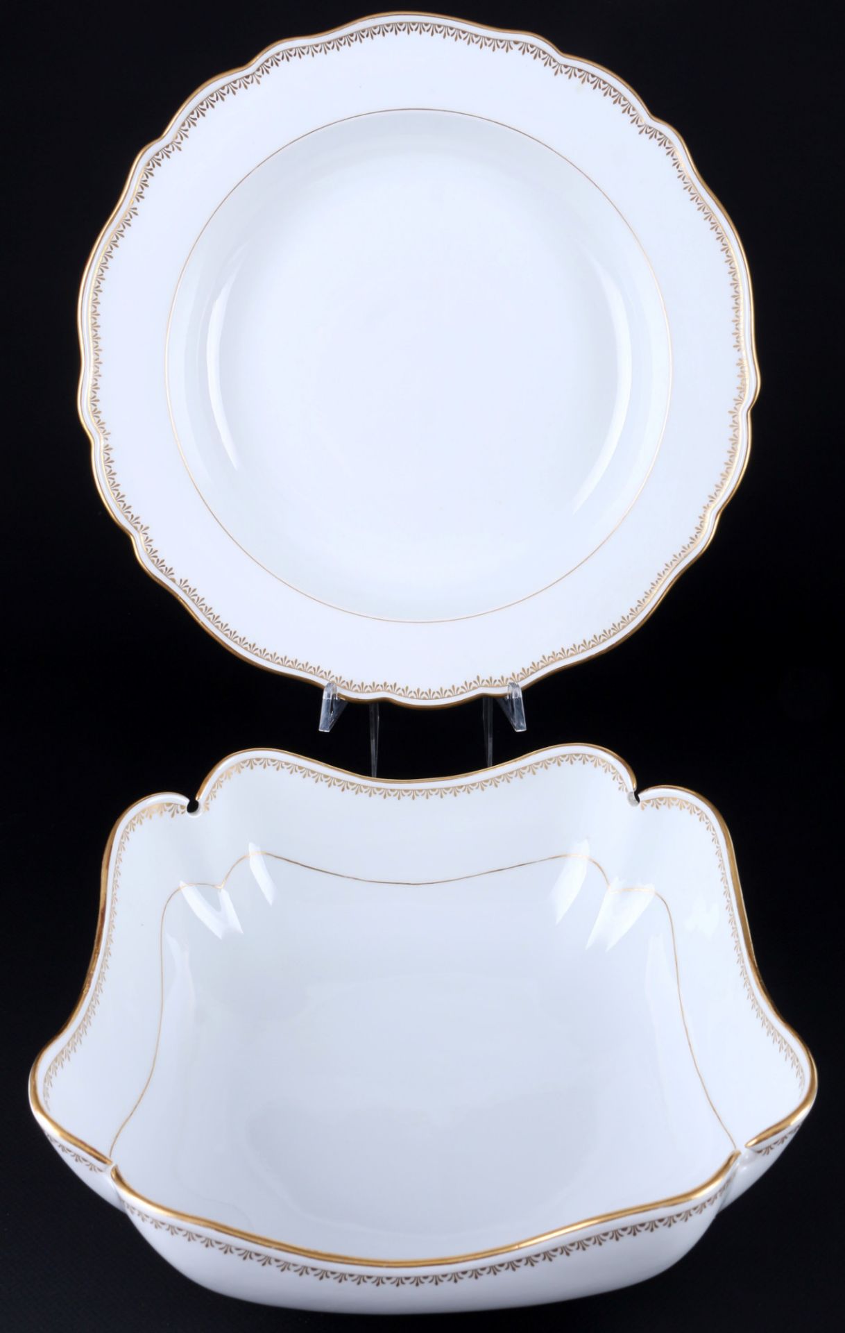 Meissen A-Kante Goldrand 3 Schalen und Platte 1.Wahl, Knaufmarke, bowls and platter 1st choice, - Bild 2 aus 4