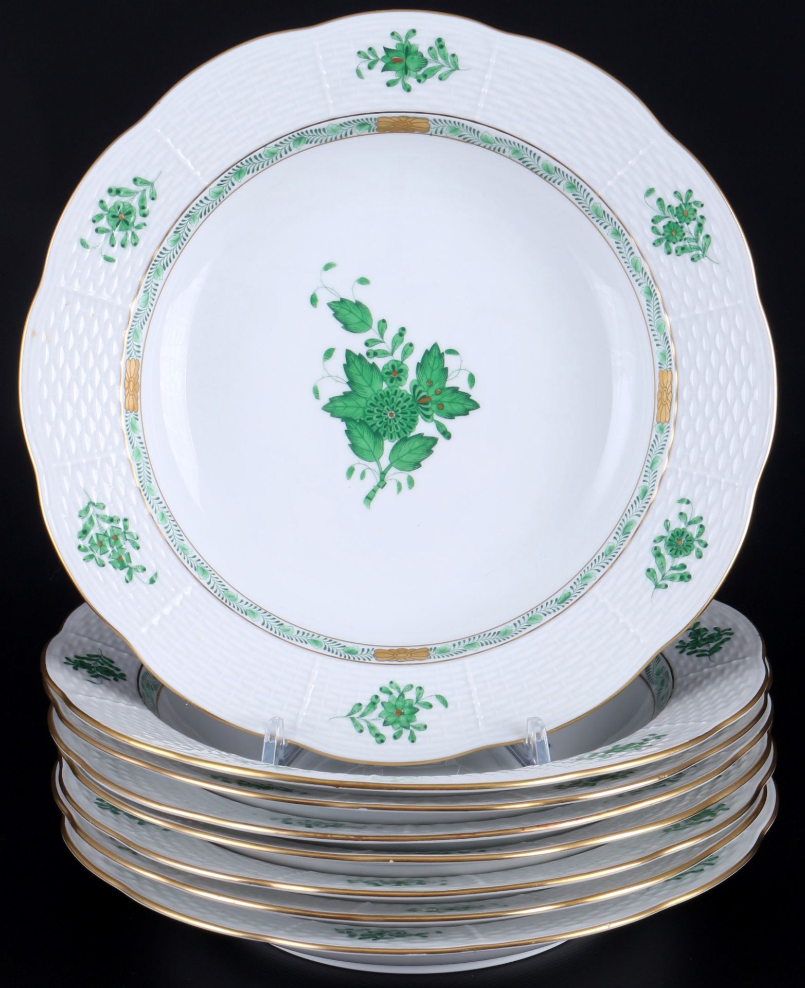 Herend Apponyi Vert 8 Suppenteller, soup plates,