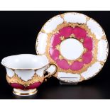 Meissen B-Form purpur Mokkatasse 1.Wahl, mocha coffee cup with saucer 1st choice,