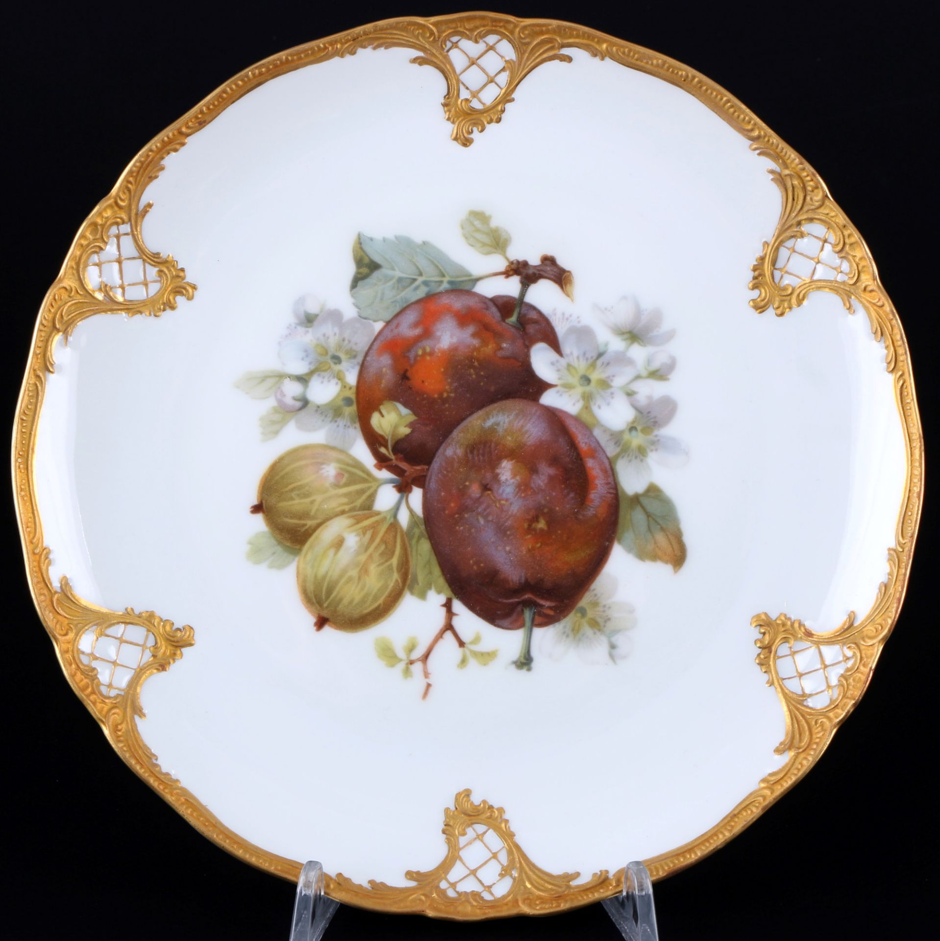 Fürstenberg Obstmalerei Prunkschale und Teller, splendor bowl and plate, - Bild 3 aus 5