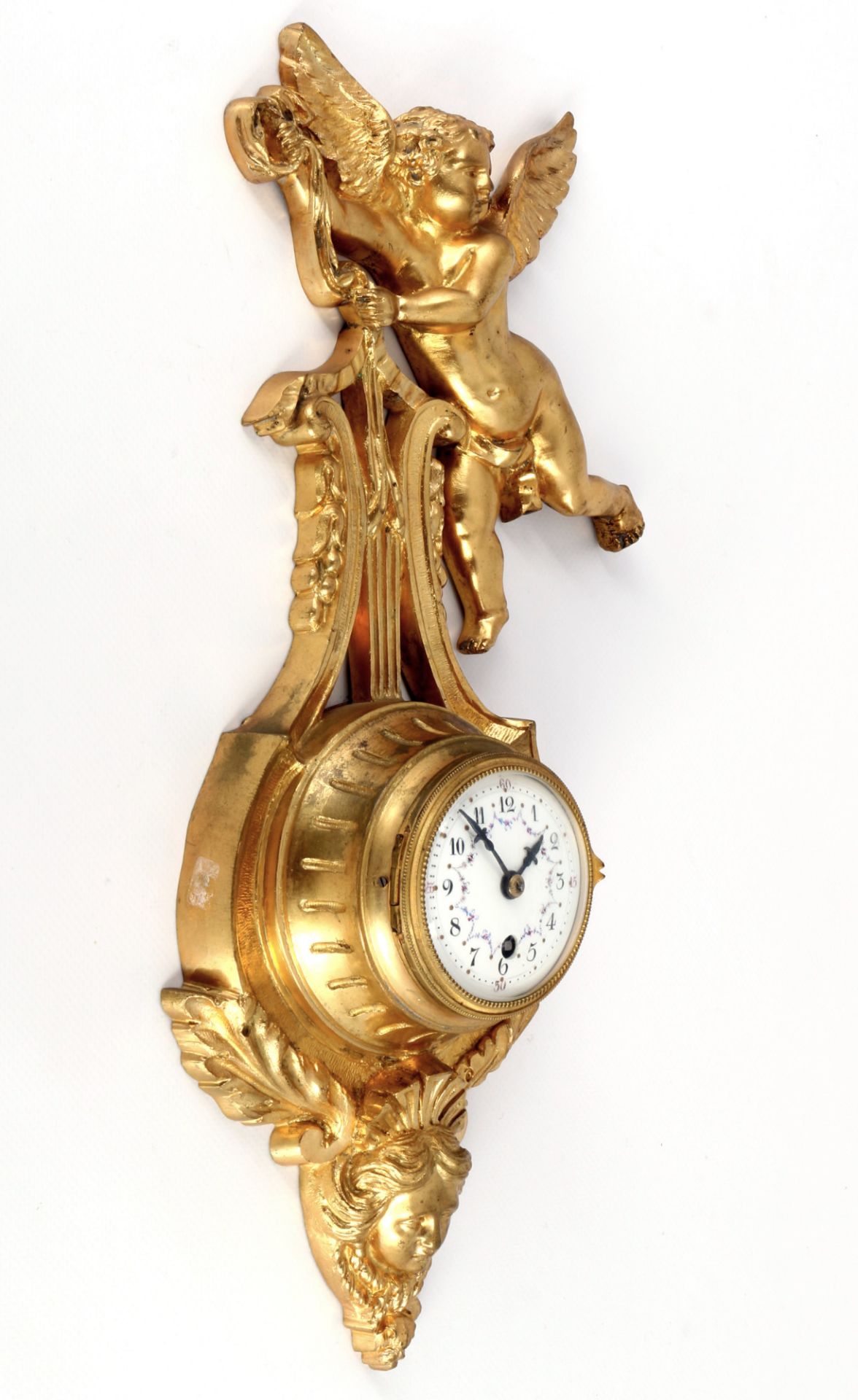 Bronze Wanduhr mit Putto um 1900, bronze wall clock with putto around 1900, - Bild 2 aus 5