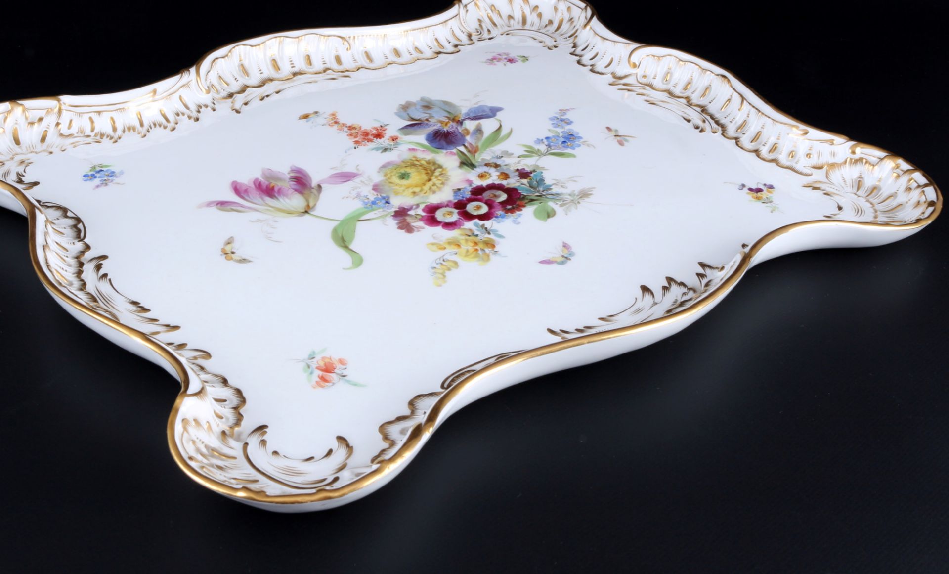 Meissen Flower Bouquet large splendor tray 1st choice, knob mark, großes Prunktablett 1.Wahl, - Image 2 of 3