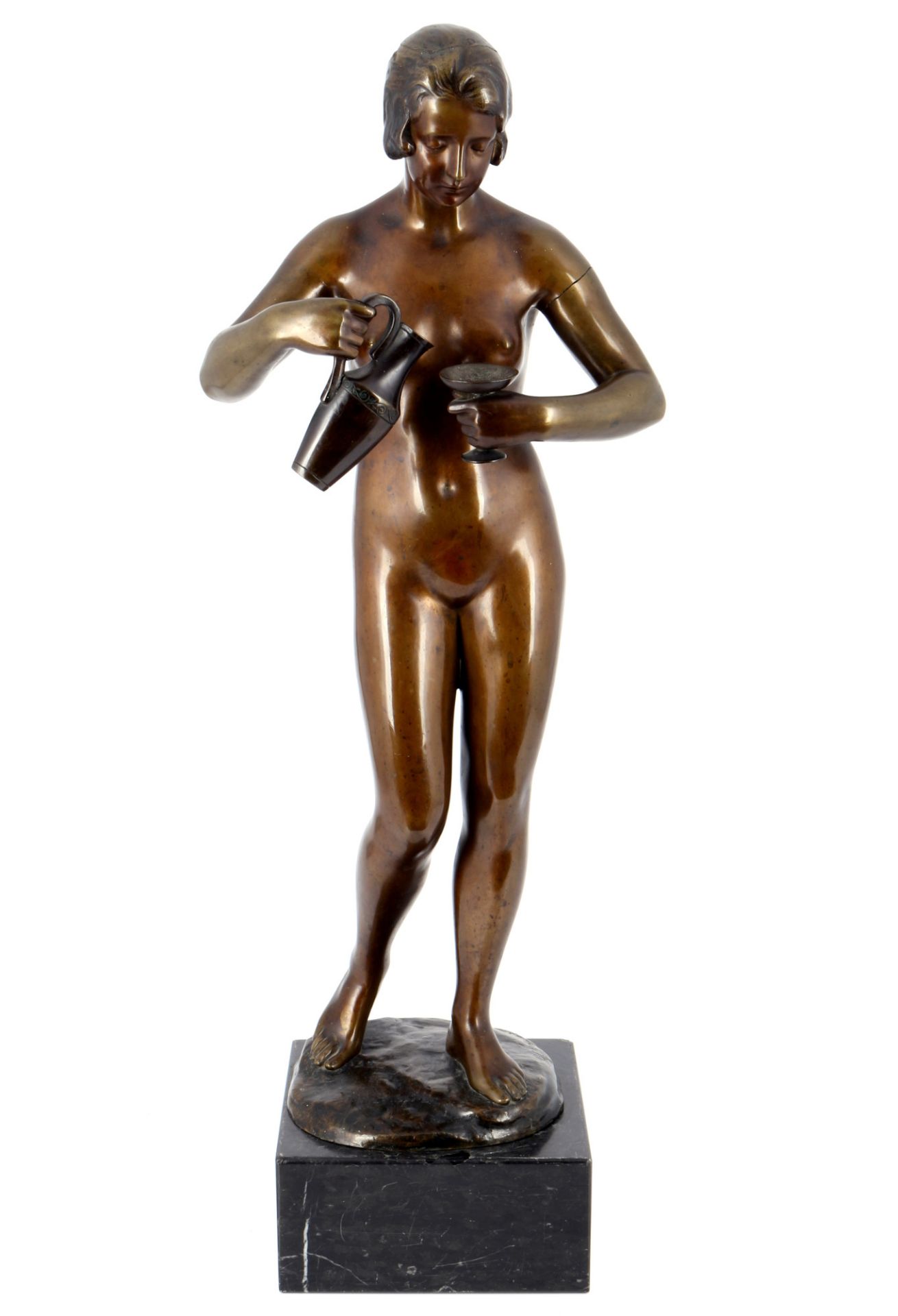Victor Heinrich Seifert (1870-1953) große Bronze weiblicher Akt mit Becher und Krug, bronze female n