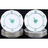 Herend Apponyi Vert 12 Speiseteller, dinner plates,