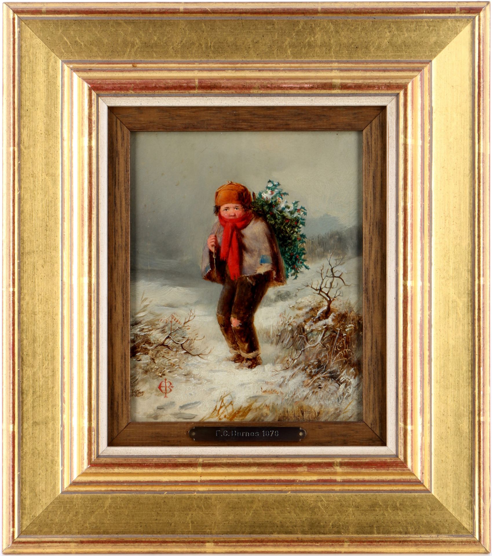 Edward Charles BARNES (act.1856-1882) boy with holly, Junge mit Stechpalme, - Image 2 of 4