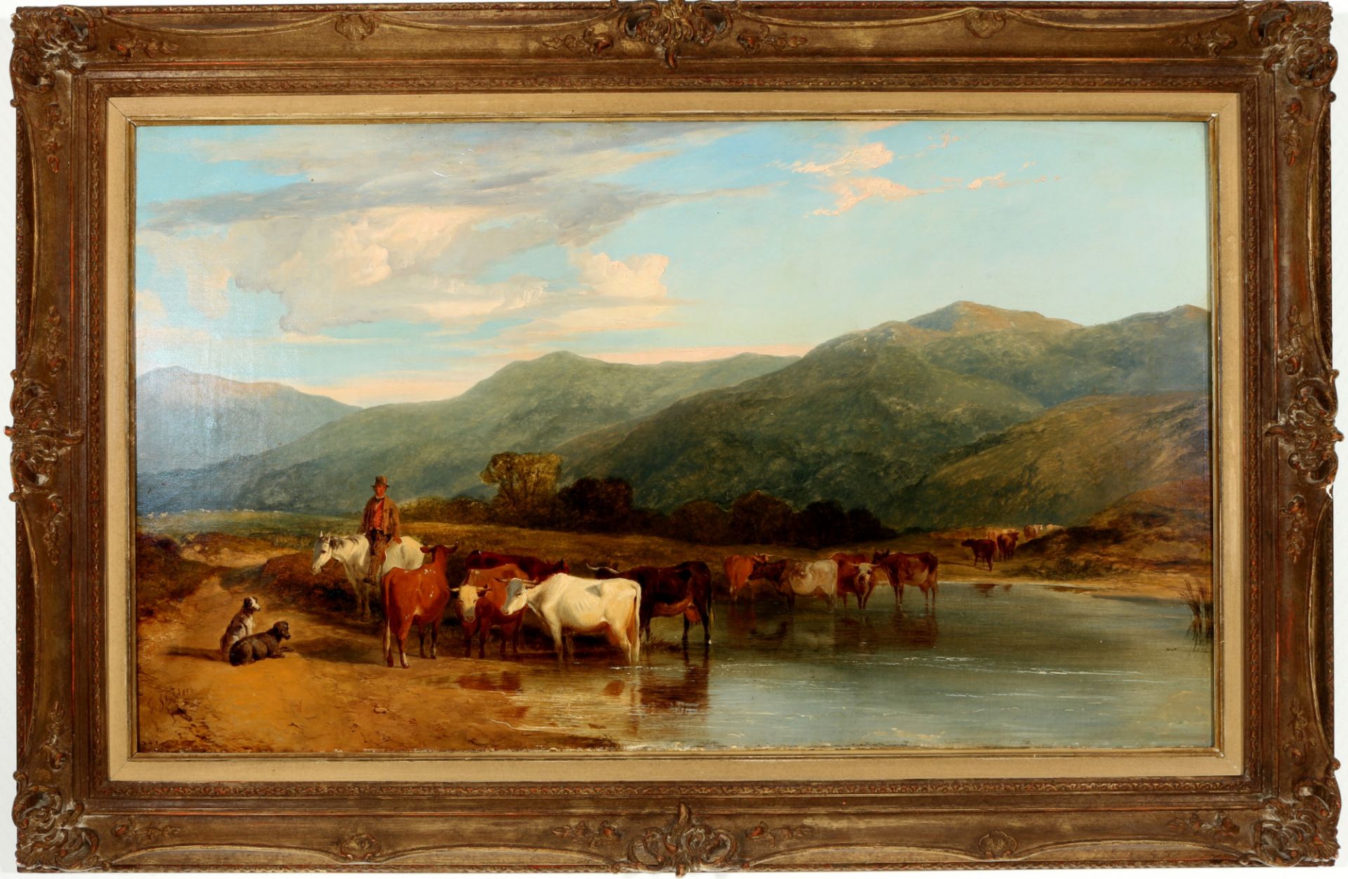 George SHALDERS (1826-1873) herd of cows at the waterhole, Kuhherde am Wasserloch, - Image 2 of 6