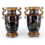 China Cloisonne Paar Vasen mit Phönixen, Qing Dynasty 19. Jahrhundert, pair of vases 19th century,