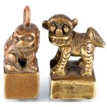 China 2 Shishi Petschafte Meiji-Period, chinese bronze signet,