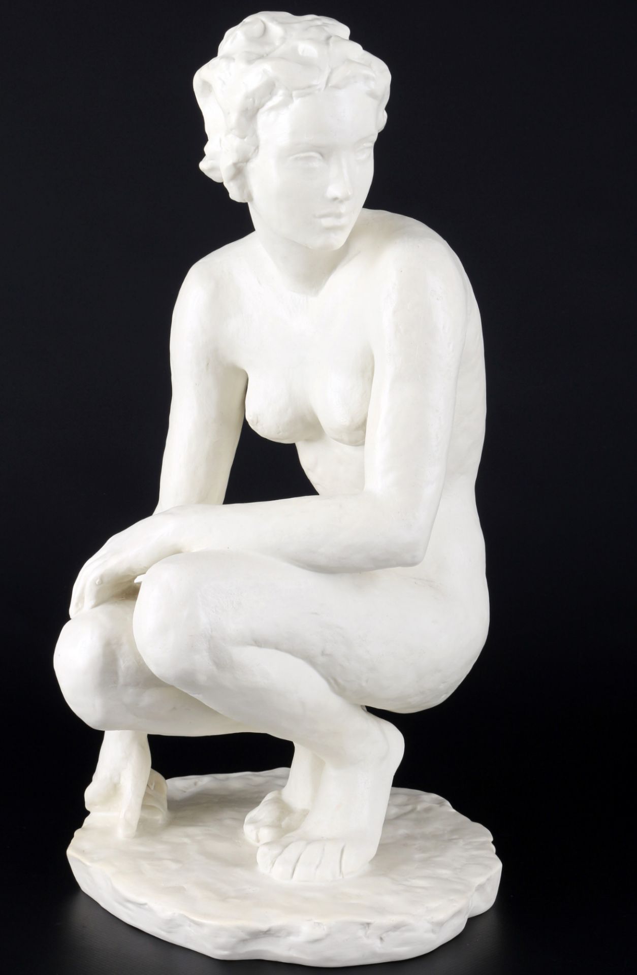 Rosenthal large crouching female nude act, Fritz Klimsch, weiblicher hockender Akt,