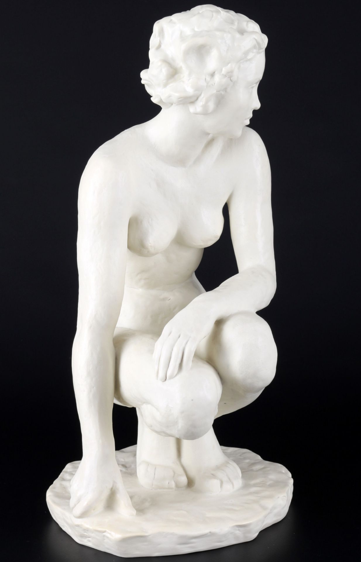 Rosenthal large crouching female nude act, Fritz Klimsch, weiblicher hockender Akt, - Image 2 of 6
