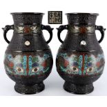 China Bronze Paar Vasen Qing Dynastie 19. Jahrhundert, pair of vases 19th century,