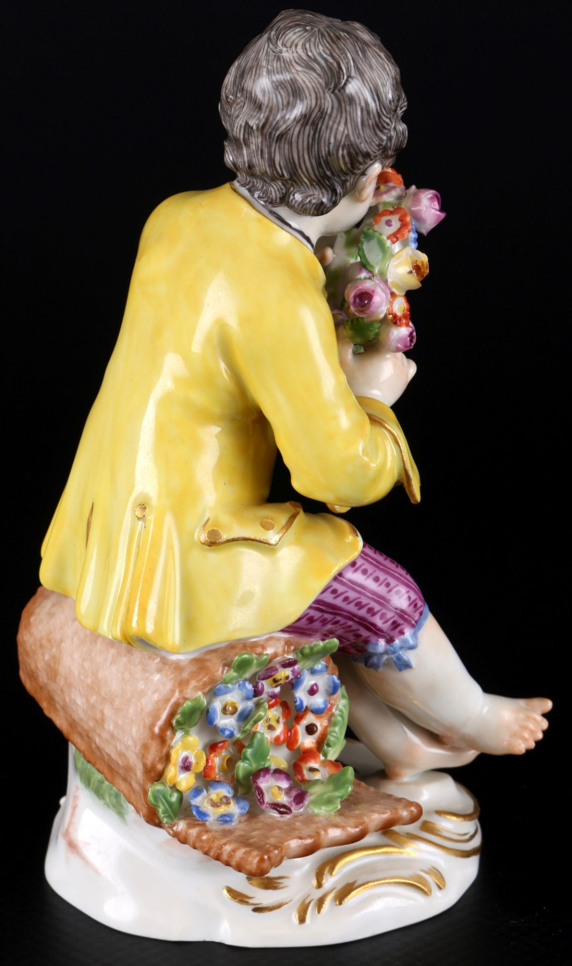 Meissen gardener child boy with wreath of flowers 1st choice, J.J. Kaendler, Gärtnerkind Junge mit B - Image 3 of 5