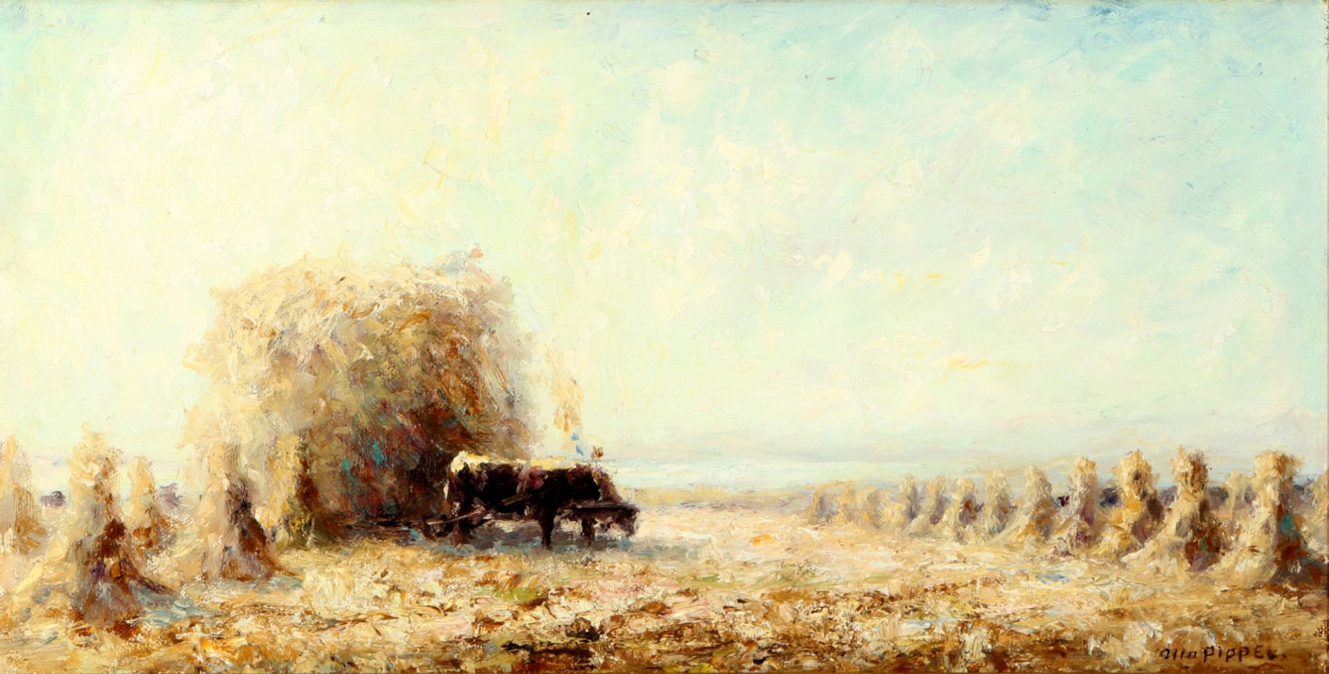 Otto Pippel (1878-1960) haycart, Heukarren,