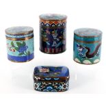 China Cloisonne 4 Deckeldosen Qing Dynastie 1644-1911, 4 lidded cans,