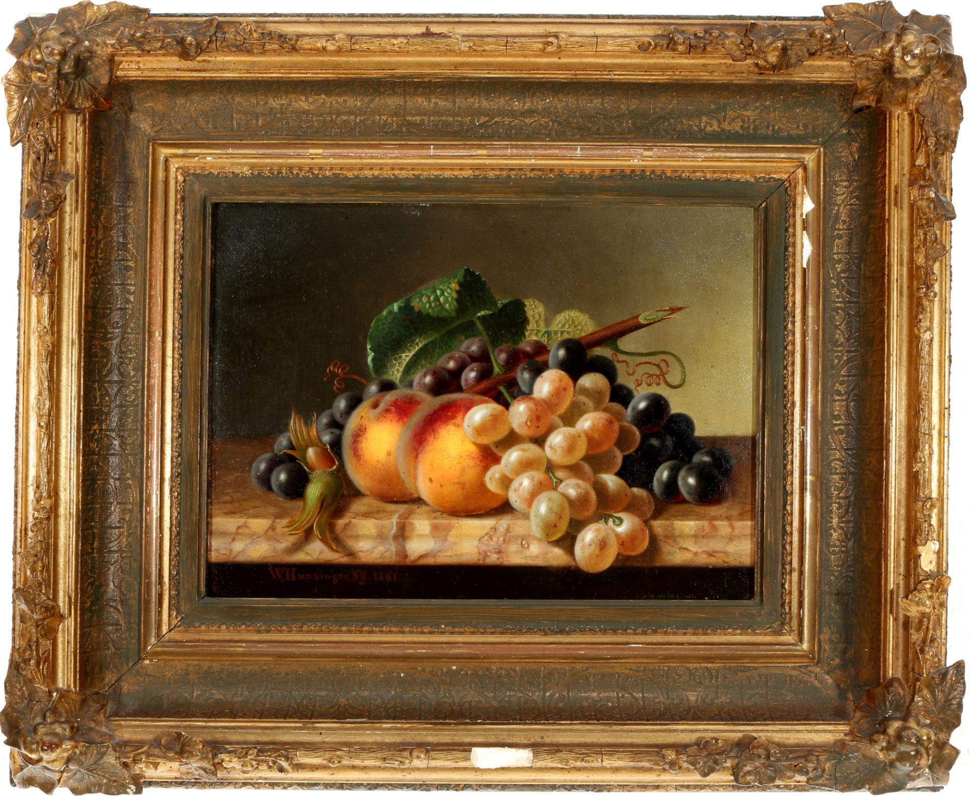 Werner HUNZINGER (1816-1861) still life with fruits 1861, Stillleben mit Früchten, - Image 2 of 4