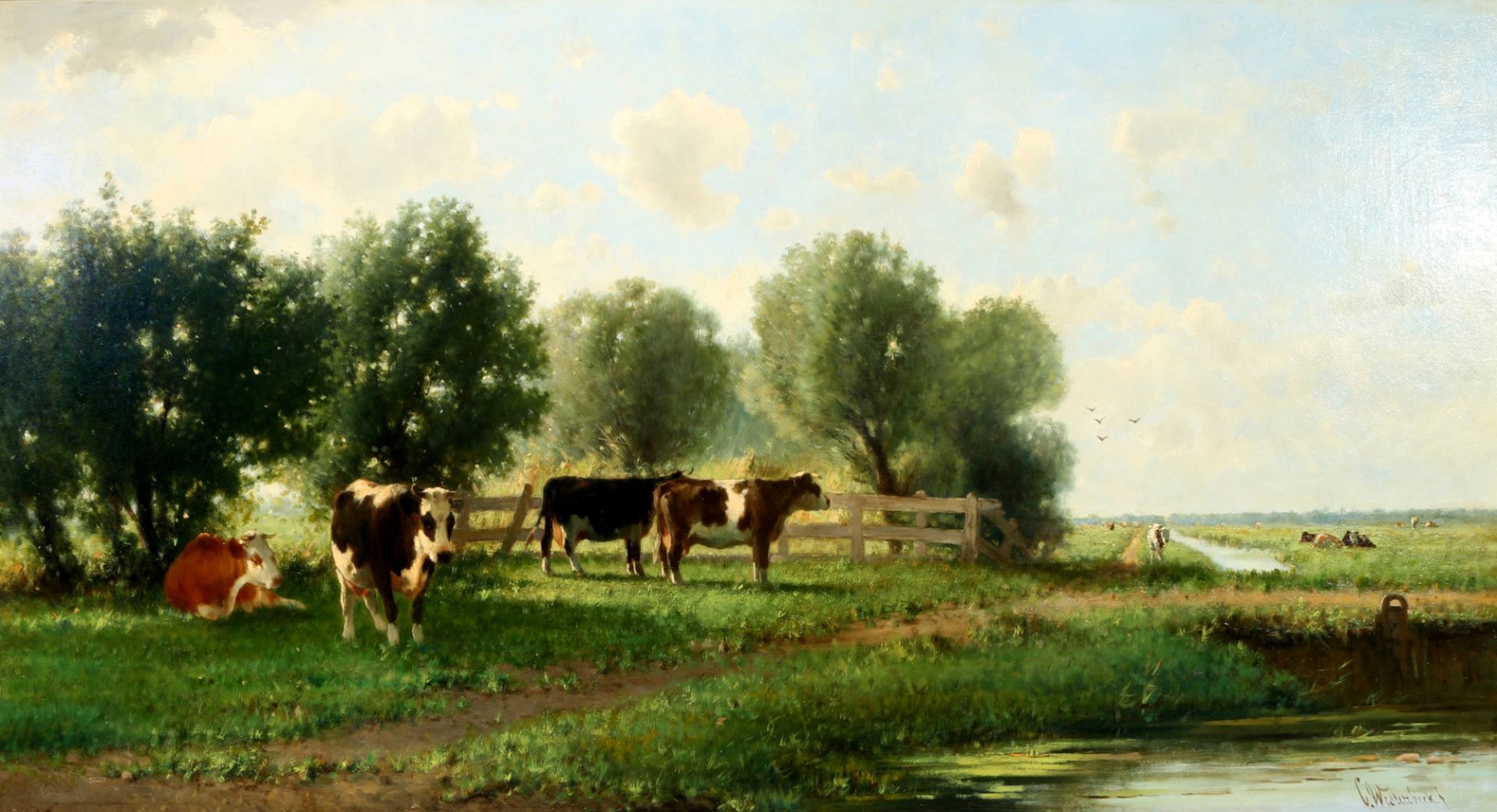 Cornelis I WESTERBEEK (1844-1903) landscape with cows, Landschaft mit Kühen,