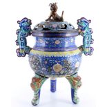 China großer Kanton-Email Weihrauchbrenner Qing-Dynastie, Canton enamel incense burner, Qing Dynasty