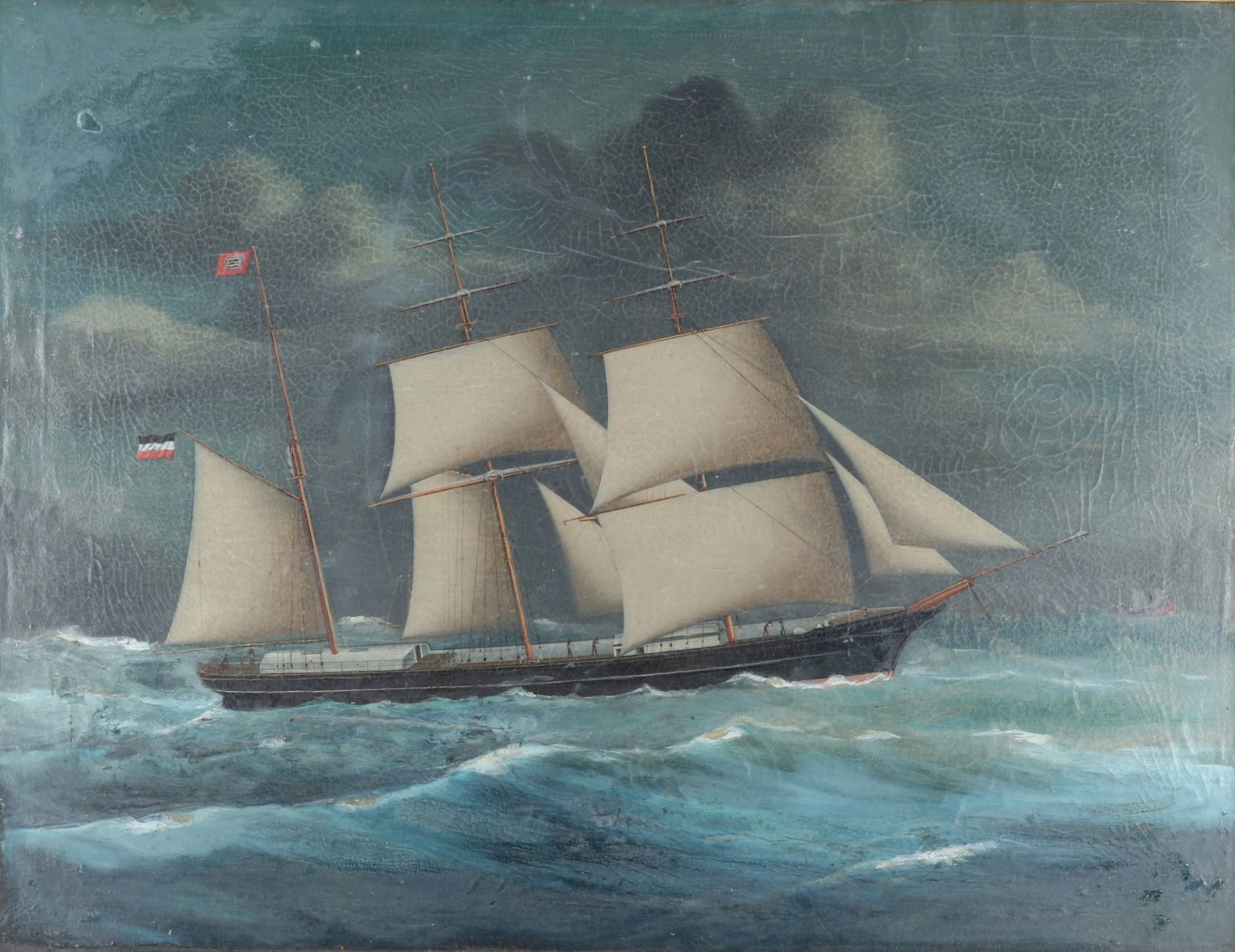 Maler des 19. Jahrhunderts, Flensburg Brigg auf Ostasienfahrt um 1865, 19th century painter voyage t
