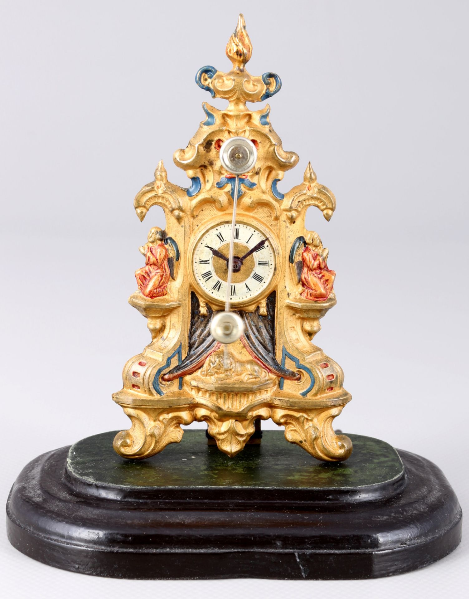 Mantel clock in the glass dome, 19th century, Tischuhr als Vorderzappler, 19. Jahrhundert, - Image 2 of 6