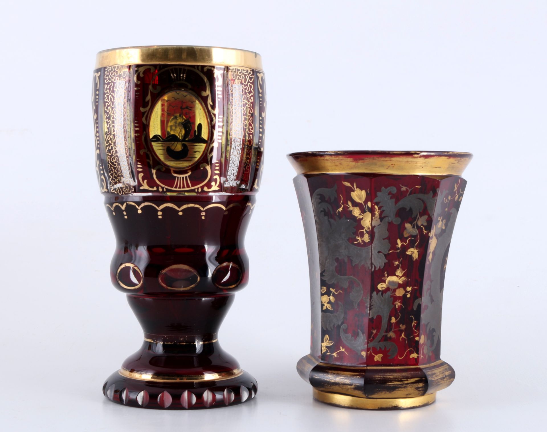 5 goblets / chalices with carafe, u.a. Böhmen / Bohemia, Pokale mit Karaffe, - Image 3 of 6