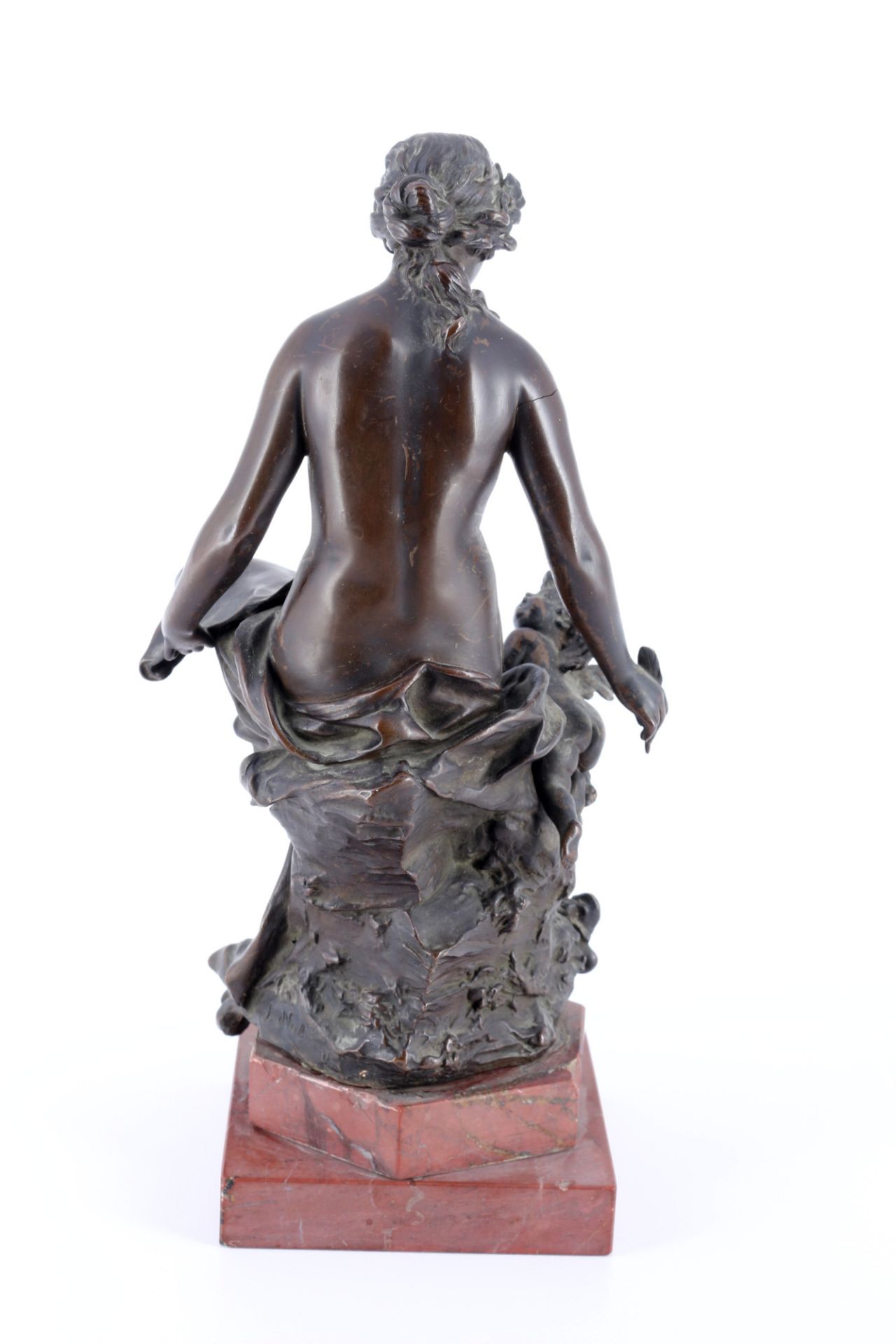 19th century sculptor, J. NEELS, female nude with Cupid, Frauenakt mit Amor - Image 4 of 6