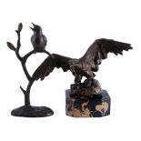 Bronze eagle and sparrow, including Roland Paris, Bronze Adler und Spatz,