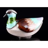 China 98 silver duck with Guilloche enamel, China 98 Silber Ente mit Guilloche Emaille,