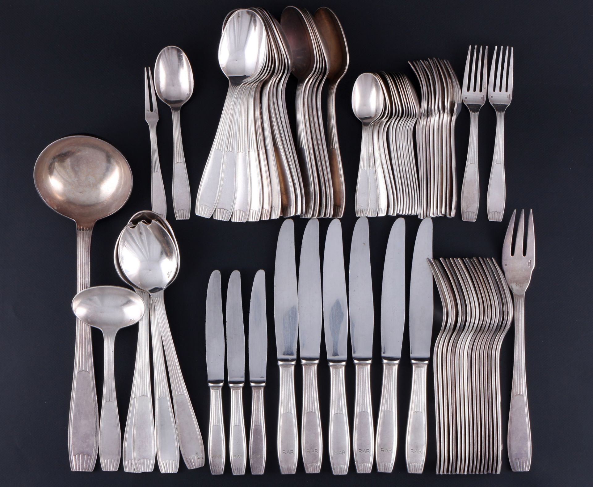 Christofle Art Deco Saigon 76-piece cutlery, 76-teiliges Besteck,